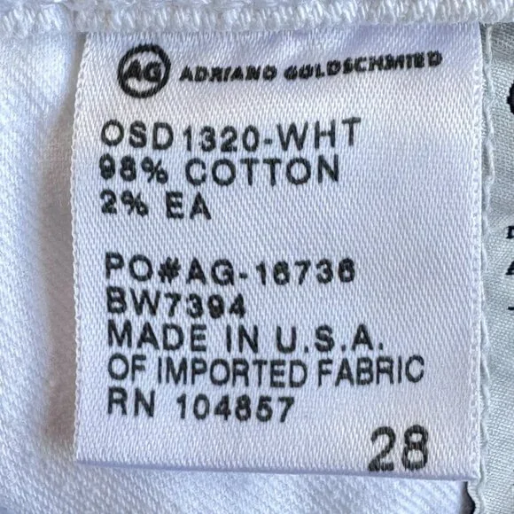 AG Adriano Goldschmied The Tomboy Crop Relaxed Straight Leg Jeans White Size 28 - Picture 11 of 12